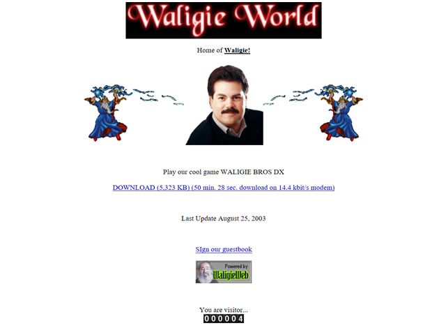 Former Waligie World homepage